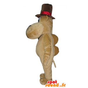 Mascotte d'hippopotame, de chameau marron avec un grand chapeau - MASFR23048 - Mascottes Hippopotame