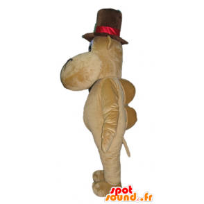 Hippo mascotte marrone cammello con un grande cappello - MASFR23048 - Ippopotamo mascotte