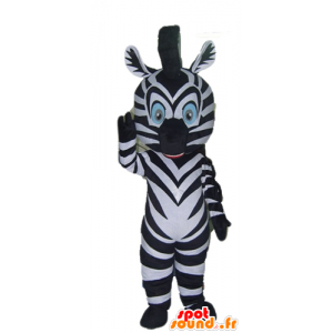 Svart och vit zebramaskot, med blå ögon - Spotsound maskot