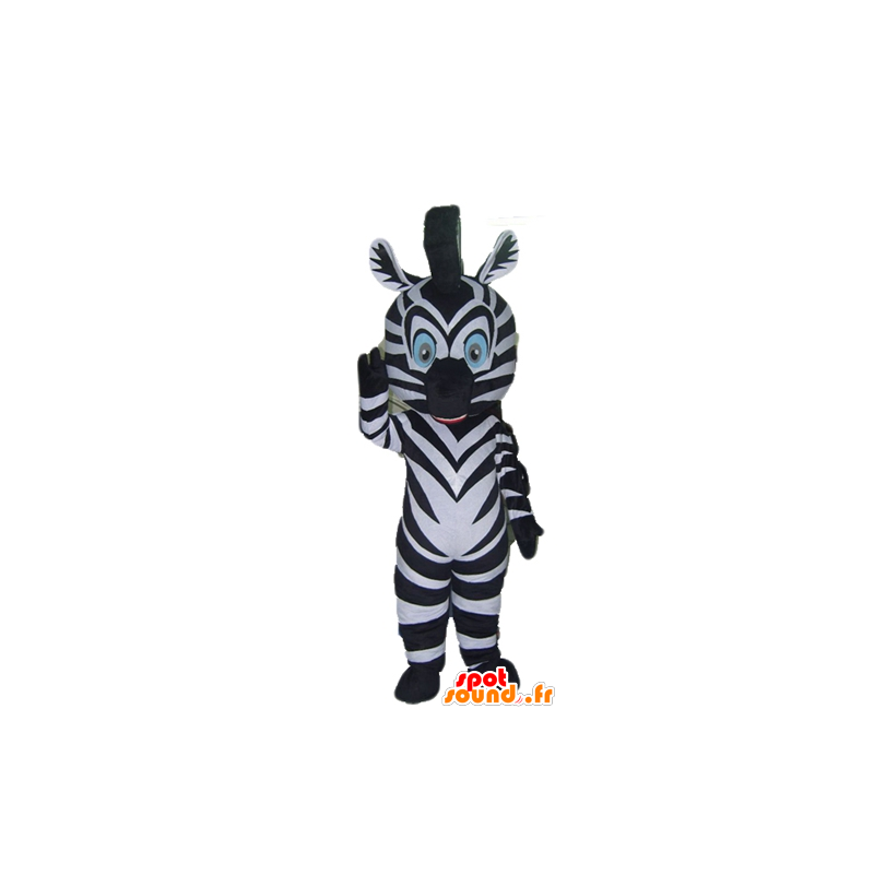 Zebra Mascot zwart en wit, met blauwe ogen - MASFR23050 - jungle dieren