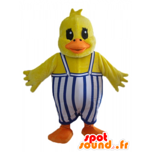 Chick mascot, yellow duck, with overalls - MASFR23051 - Ducks mascot