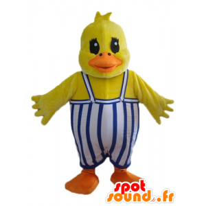 Chick mascotte, gele eend, met overalls - MASFR23051 - Mascot eenden