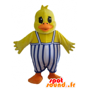 Chick mascotte, gele eend, met overalls - MASFR23051 - Mascot eenden