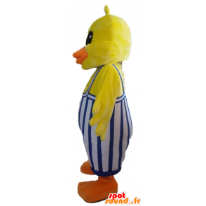 Chick mascotte, gele eend, met overalls - MASFR23051 - Mascot eenden