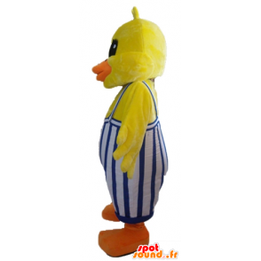 Mascotte de poussin, de canard jaune, avec une salopette - MASFR23051 - Mascotte de canards