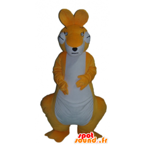 Oranje en wit kangoeroe mascotte, reus en zeer succesvol - MASFR23052 - Kangaroo mascottes