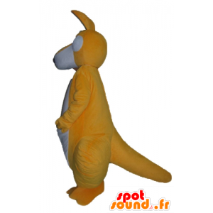 Orange og hvid kænguru-maskot, kæmpe og meget vellykket -
