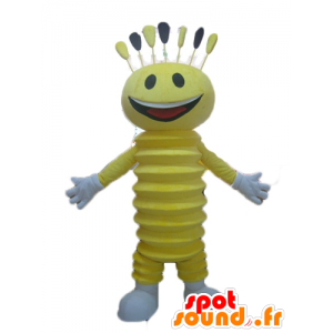 Yellow snowman mascot, cheerful - MASFR23053 - Mascots unclassified