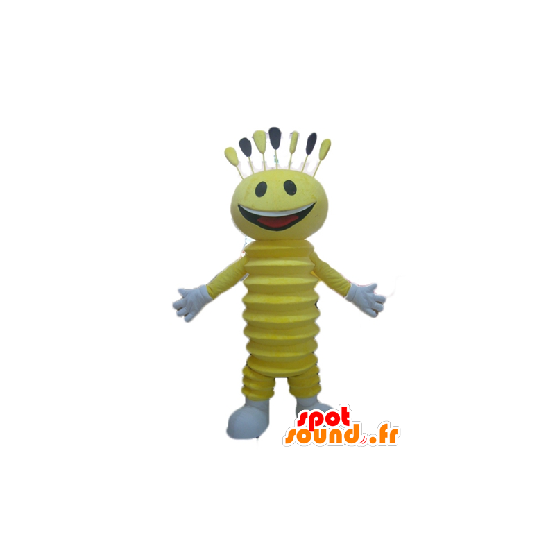 Yellow snowman mascot, cheerful - MASFR23053 - Mascots unclassified