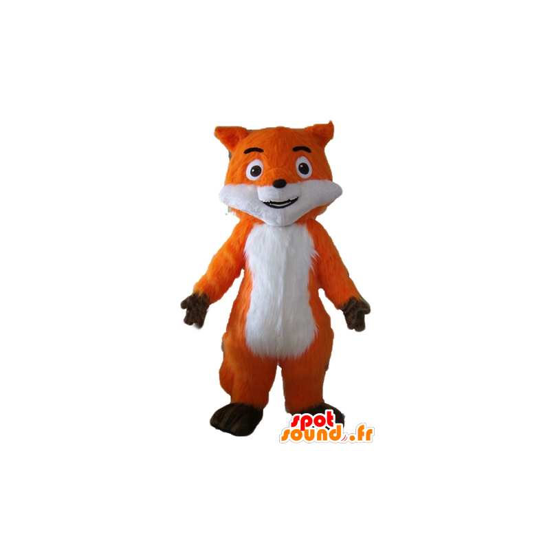 Laranja mascote raposa bonito, branco e marrom, muito realista - MASFR23054 - Fox Mascotes