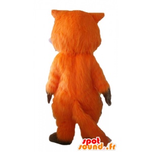 Laranja mascote raposa bonito, branco e marrom, muito realista - MASFR23054 - Fox Mascotes