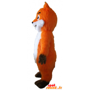 Laranja mascote raposa bonito, branco e marrom, muito realista - MASFR23054 - Fox Mascotes