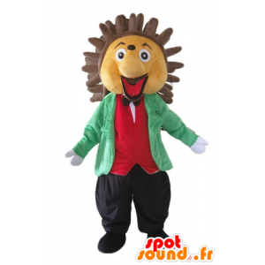 Mascot bege e marrom ouriço, realizada em sala de aula e colorido - MASFR23055 - mascotes Hedgehog