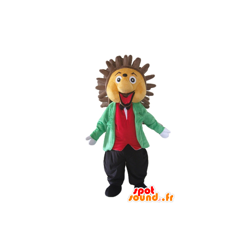 Mascot beige and brown hedgehog, held in class and colorful - MASFR23055 - Mascots Hedgehog