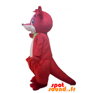 Mascote canguru vermelho e branco com um lenço verde - MASFR23057 - mascotes canguru