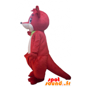 Rød og hvid kænguru-maskot med et grønt tørklæde - Spotsound