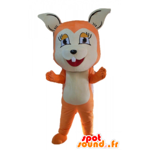 Arancio mascotte e volpe bianca, carino e accattivante - MASFR23058 - Mascotte Fox