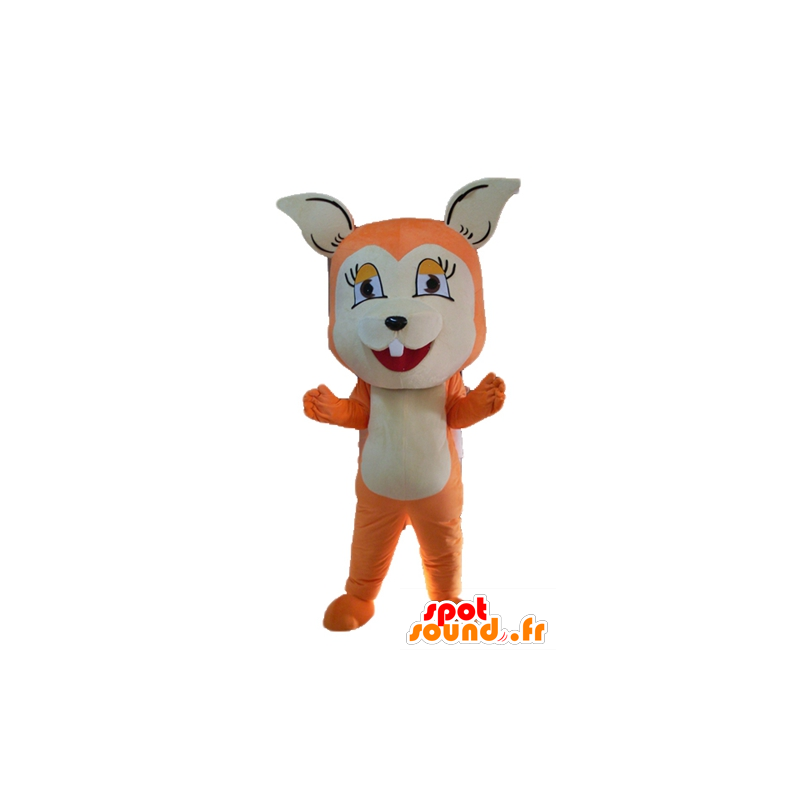 Arancio mascotte e volpe bianca, carino e accattivante - MASFR23058 - Mascotte Fox