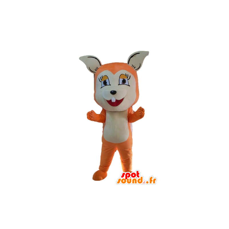 Mascot oranje en witte vos, schattig en vertederend - MASFR23058 - Fox Mascottes