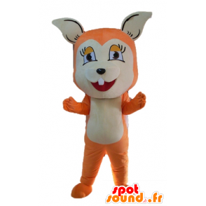Orange og hvid ræv maskot, sød og rørende - Spotsound maskot