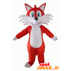 Orange and white fox mascot, blue eyed - MASFR23059 - Mascots Fox