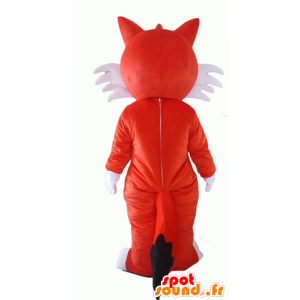 Laranja e branco mascote fox, olhos azuis - MASFR23059 - Fox Mascotes