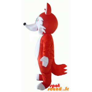 Arancione e bianco volpe mascotte, dagli occhi blu - MASFR23059 - Mascotte Fox