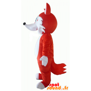 Oranje en witte vos mascotte, blauwe ogen - MASFR23059 - Fox Mascottes