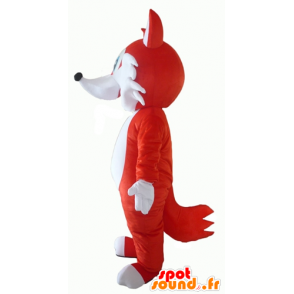 Arancione e bianco volpe mascotte, dagli occhi blu - MASFR23059 - Mascotte Fox