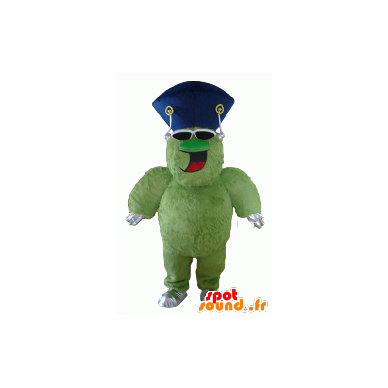 Mascotte de monstre vert, poilu et dodu, très souriant - MASFR23060 - Mascottes de monstres