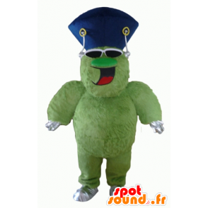 Verde mostro mascotte, peloso e grassoccio, allegro - MASFR23060 - Mascotte di mostri