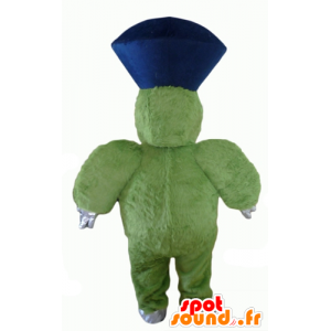 Green monster mascot, hairy and plump, cheerful - MASFR23060 - Monsters mascots