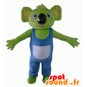 Coala verde mascote com um macacão azul e branco - MASFR23061 - Koala Mascotes