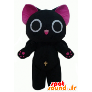 Iso kissa musta ja pinkki, hauska ja omaperäinen maskotti - MASFR23062 - kissa Maskotteja