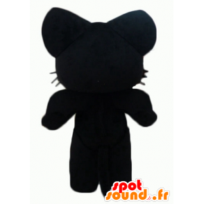 Mascotte de gros chat noir et rose, drôle et original - MASFR23062 - Mascottes de chat