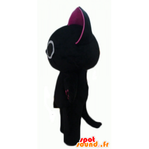 Gato grande mascote preto e rosa, engraçado e original - MASFR23062 - Mascotes gato