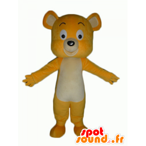 Mascot gul og hvit bamse, veldig søt og søt - MASFR23063 - bjørn Mascot