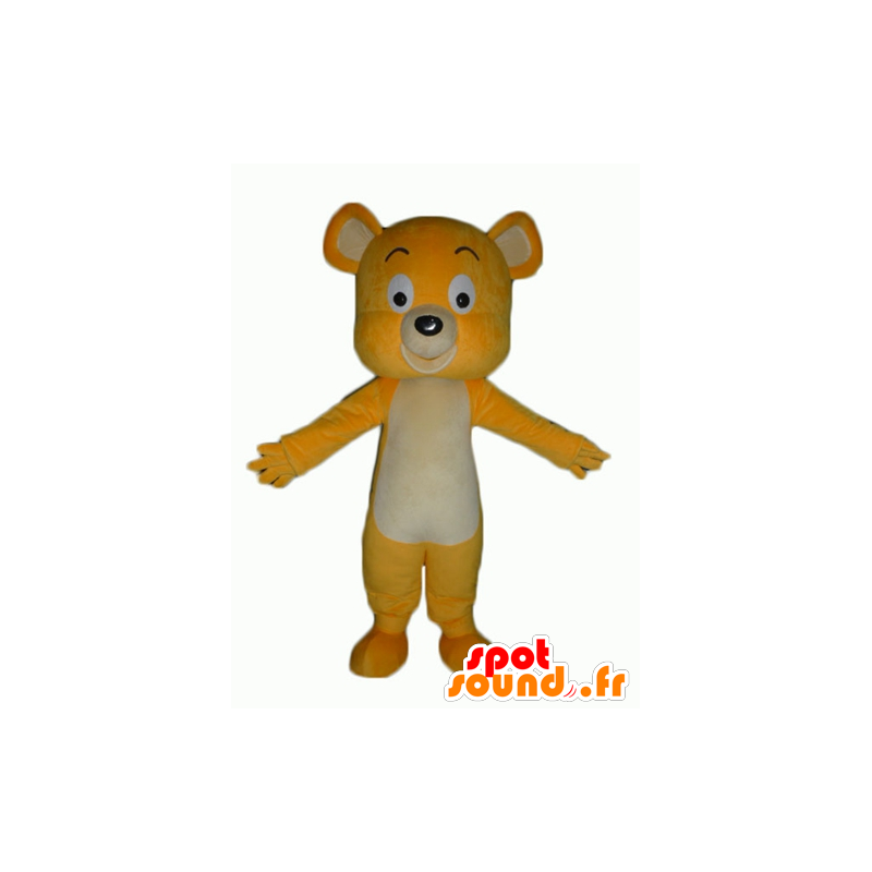Mascot amarelo e branco urso de pelúcia, muito doce e bonito - MASFR23063 - mascote do urso