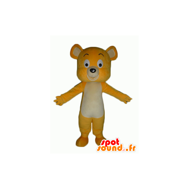 Mascot gele en witte teddybeer, heel lief en schattig - MASFR23063 - Bear Mascot