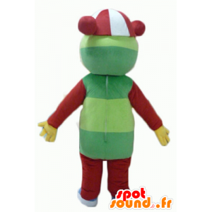 Mascotte de nounours coloré, vert, jaune, rouge et blanc - MASFR23064 - Mascotte d'ours