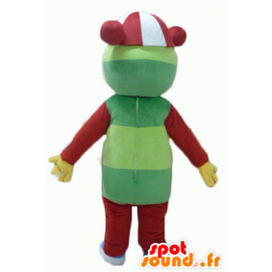 Teddy Mascot colorido, verde, amarelo, vermelho e branco - MASFR23064 - mascote do urso