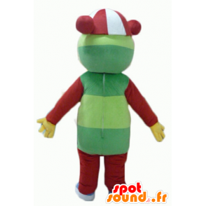 Teddy mascotte colorato, verde, giallo, rosso e bianco - MASFR23064 - Mascotte orso