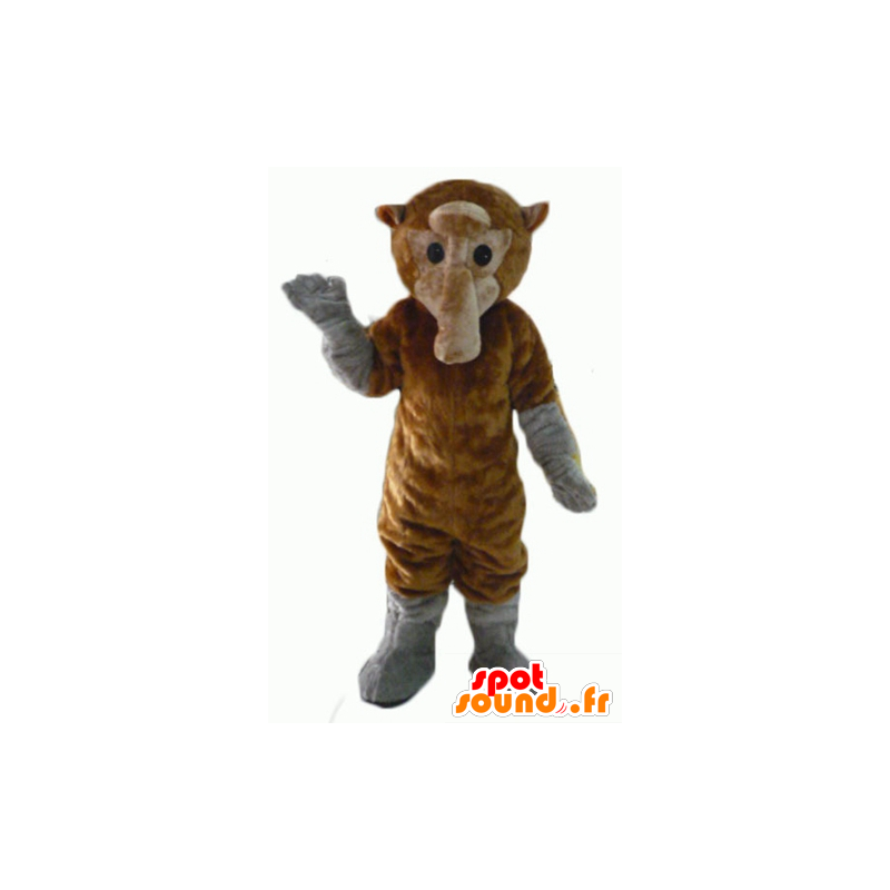 Mascot brown and gray monkey with a long tail - MASFR23065 - Mascots monkey