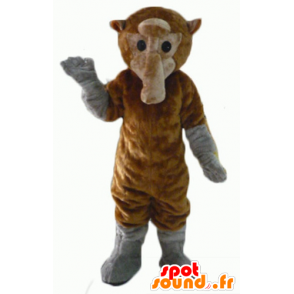 Mascot bruin en grijs aap met een lange staart - MASFR23065 - Monkey Mascottes