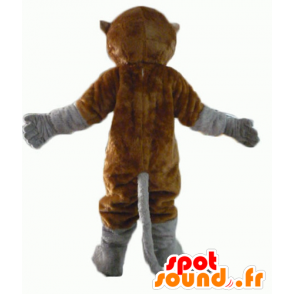 Mascotte de singe marron et gris, avec une longue queue - MASFR23065 - Mascottes Singe