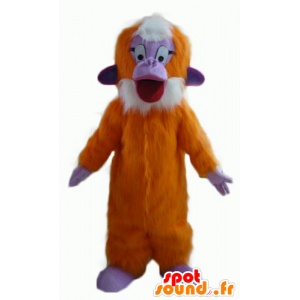 オレンジ、紫、白の猿のマスコット、すべて毛深い-masfr23067-猿のマスコット