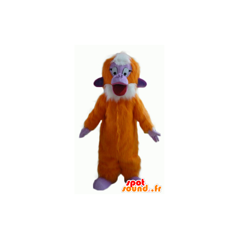 オレンジ、紫、白の猿のマスコット、すべて毛深い-masfr23067-猿のマスコット