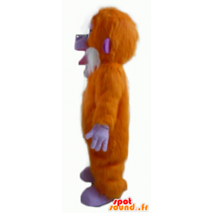 Mascote macaco laranja, roxo e branco, todo peludo - MASFR23067 - macaco Mascotes