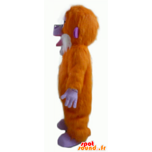 Mascotte de singe orange, violet et blanc, tout poilu - MASFR23067 - Mascottes Singe