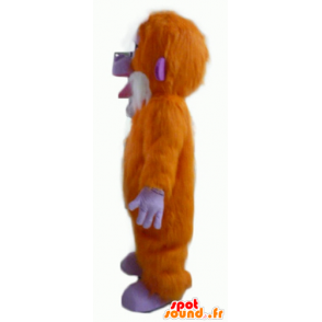 Mascote macaco laranja, roxo e branco, todo peludo - MASFR23067 - macaco Mascotes